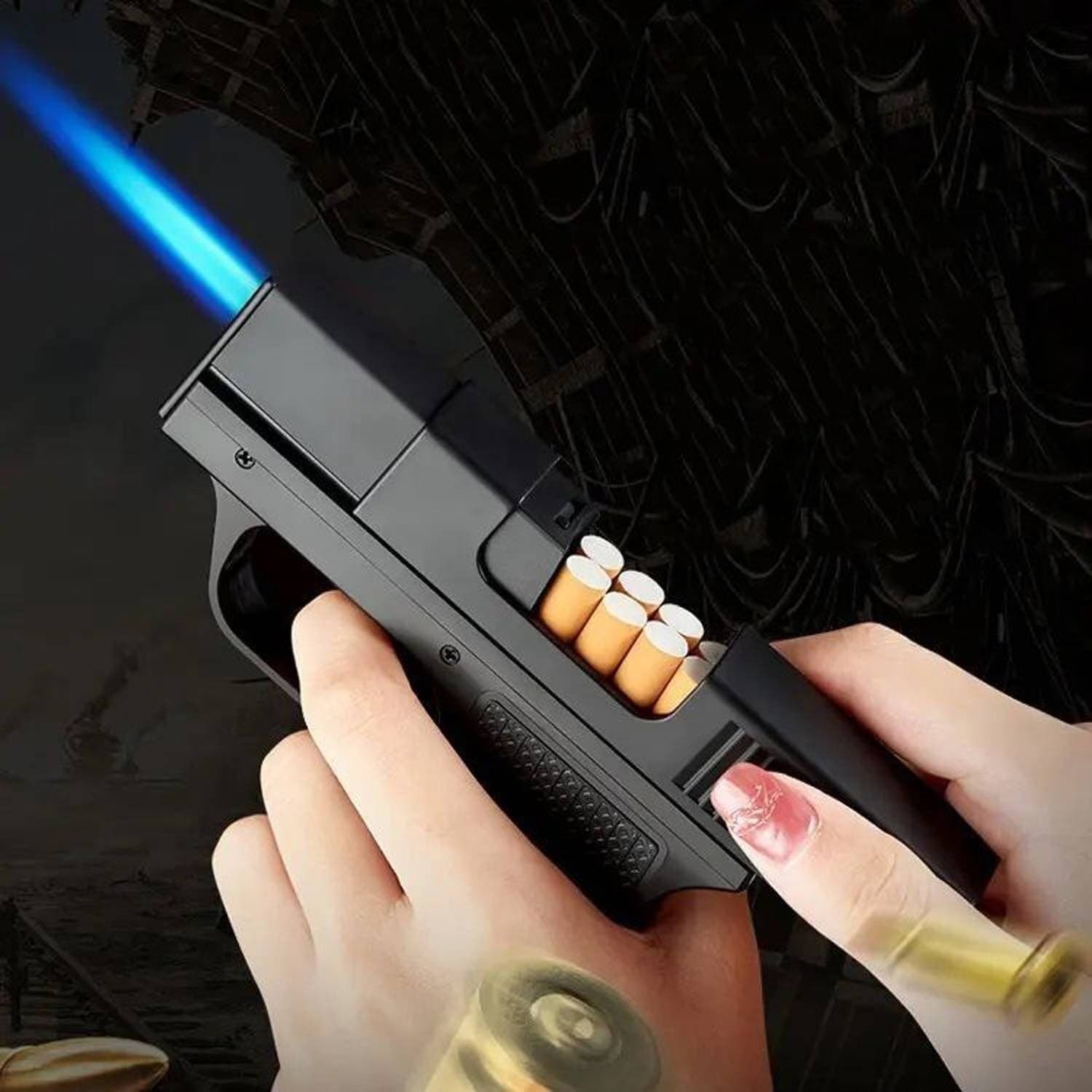Gun-shaped cigarette case with lighter, photo 1 of 3