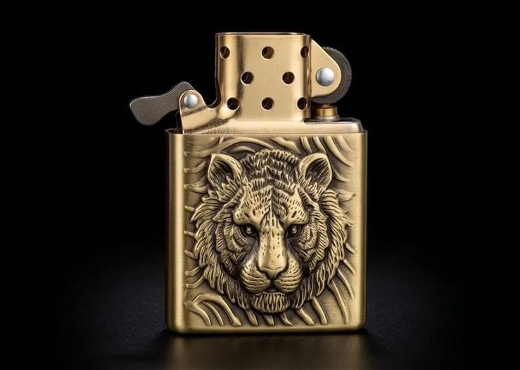 Zippo style golden cheetah lighter
