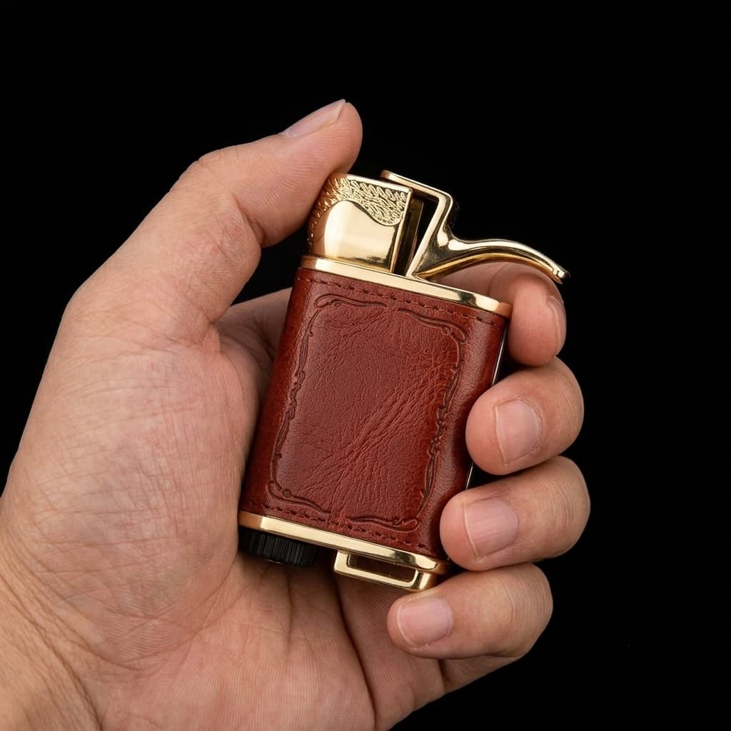 Hookah-shaped leather lighter